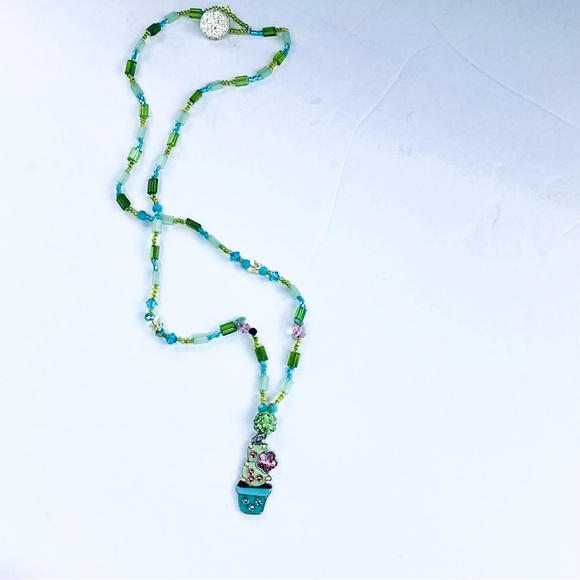 Artisan Crafted Sweet Sparkling Cactus Necklace - Picture 5 of 9
